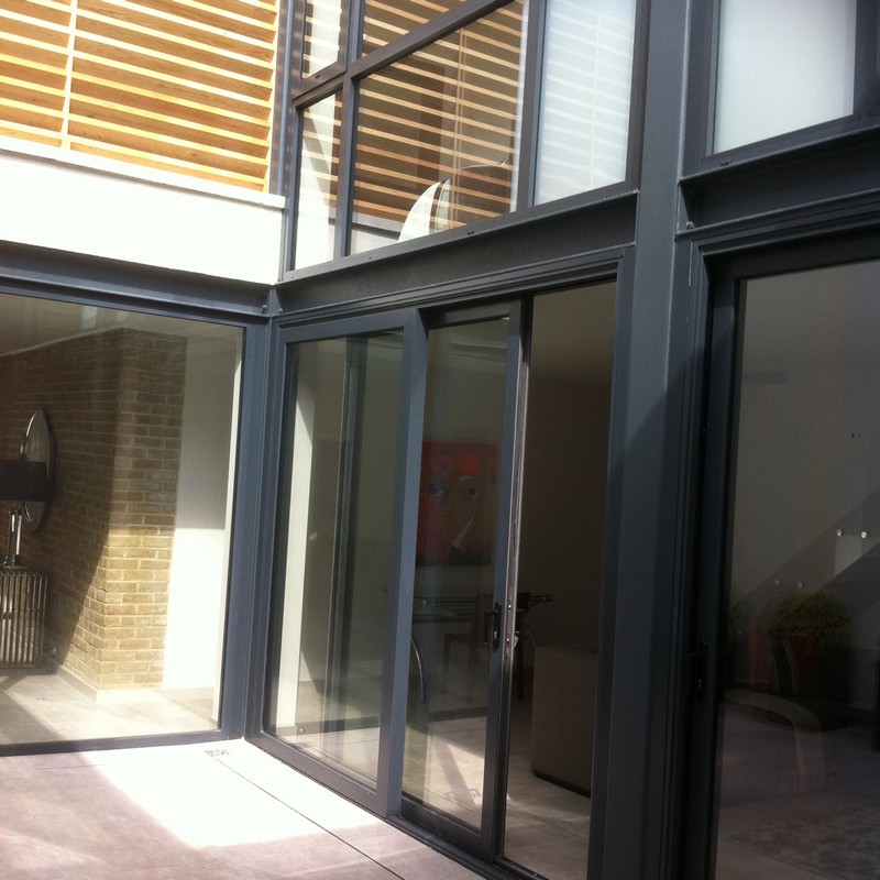Anthracite aluminium sliding patio doors fitted in Bayswater
