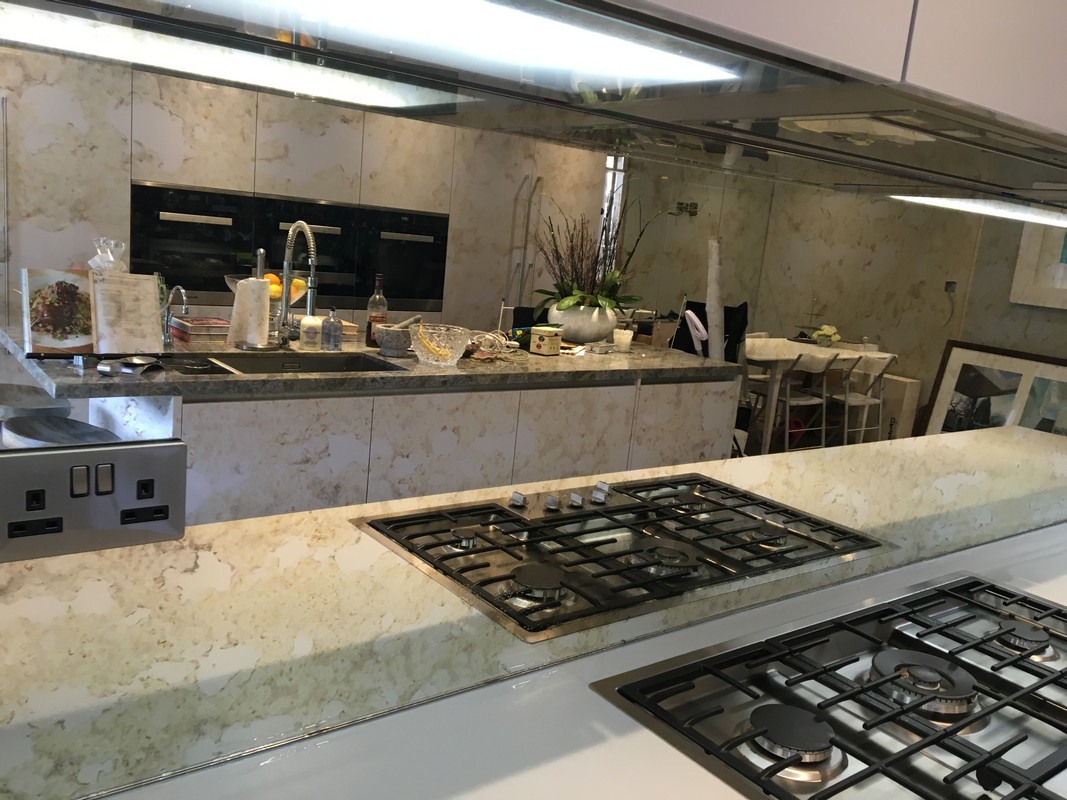 Mirror glass splashback in Bayswater luxury kitchen